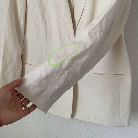 Josephine Chaus Blazer Jacket Women 12 Ivory Silk Linen Old Money Quiet Luxury - Picture 6 of 13